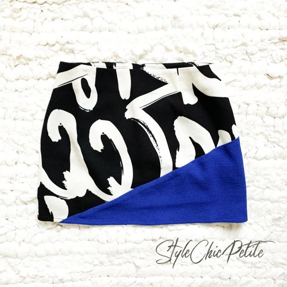 TOBI Graphic Print Blue, Black & White Mini Skirt Size XS NWT - Picture 7 of 8